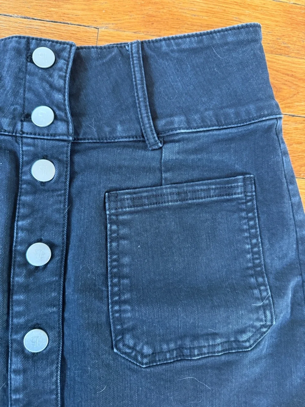 Pilcro Black Button-Front Denim Mini Skirt - Picture 5 of 6